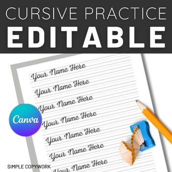 Cursive Name Writing Worksheet, Editable Script Handwriting Practice  Printable Letter Tracing Montessori Homeschool Language Dotted Copywork 