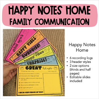 Preview of Editable Happy Notes Home | positive communication mail