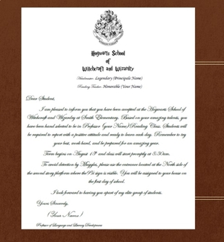 Preview of Editable Harry Potter Acceptance Letter