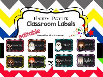 Preview of Editable Harry Potter Classroom Labels