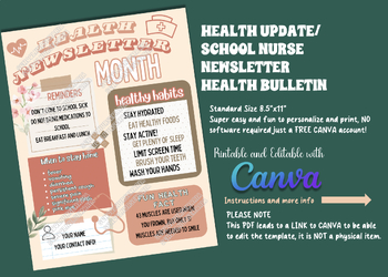 Preview of Editable Health Bulletin/Newsletter for teacher/school Nurse/health PDF