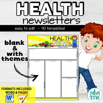 Editable Health Newsletter Templates By Julia Erin Tpt