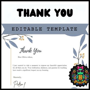 Preview of Editable  Heartfelt ‘Thank You’ Card for Teachers - End of year  Letter