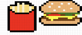 Preview of Editable Hidden Picture Food (Burger and Fries) Google Sheet