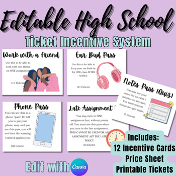 Preview of Editable High School Classroom Management Incentive System | Edit on Canva