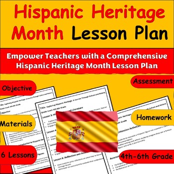 Preview of Editable Hispanic Heritage Month Lesson Plan Worksheet for 4th-6th Grade