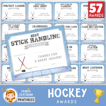 Preview of Editable Hockey Award Certificates, Hockey Award Ceremony Certificates, Season