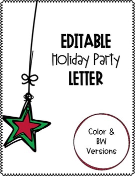 Preview of Editable Holiday/Christmas Party Letter