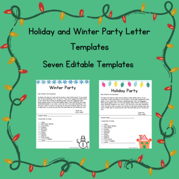 Preview of Editable Holiday and Winter Party Letter Templates