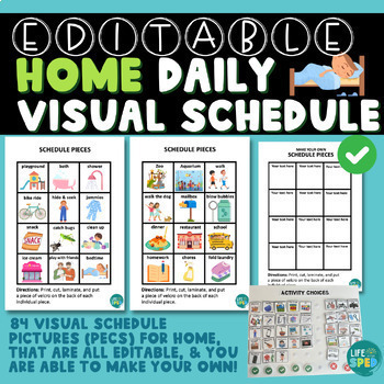 Preview of Editable Home Daily Visual Schedule | Homeschool | PECS | Prek-2nd grade |