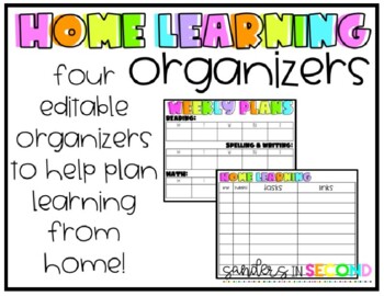 Preview of Editable Home Learning Organizers