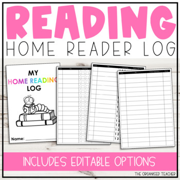Preview of Printable Take Home Reading Log - Editable Take Home Reading Record Sheets
