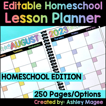 Editable Homeschool Lesson Planner Pages - Colorful Theme - Calendar ...