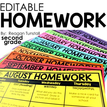 Preview of Editable Homework 2nd Grade