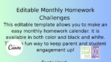 Editable Homework Calendar