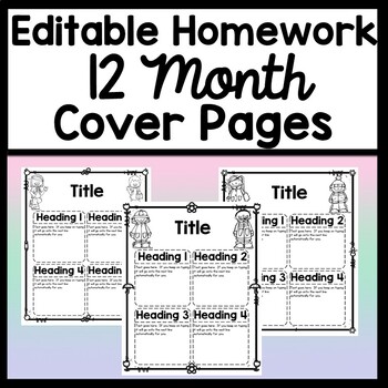 editable homework cover page