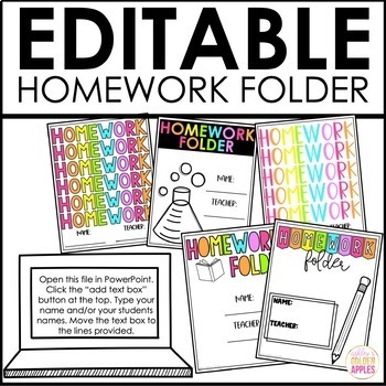 Preview of Editable Homework Folder Covers - Homework Folder Labels - Back to School