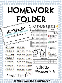 Preview of Editable Homework Folder Covers and Labels