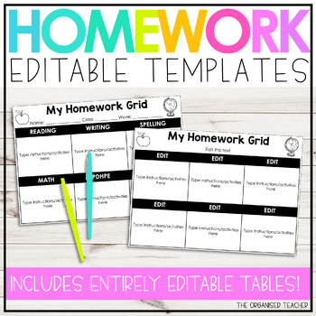 homework grid ideas year 4