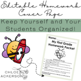 Editable Homework Packet Cover Page for K-2