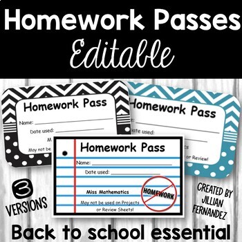 Preview of Editable Homework Passes