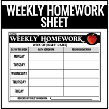 Preview of Editable Homework Cover Sheet - Seasonal - Weekly