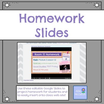 Preview of Editable Homework Slides