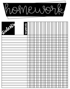 homework tracking sheet template