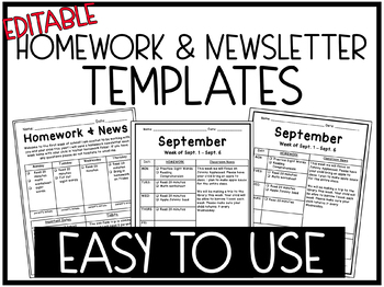 homework newsletter template free