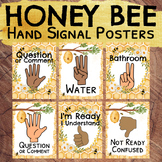 Editable Honey Bee Classroom Decor Themed Hand Signal Sign