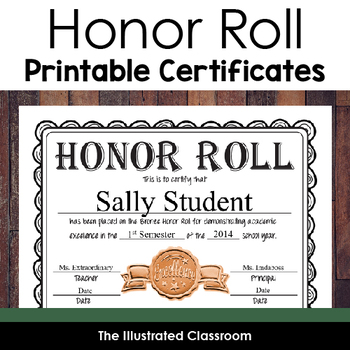 Free Editable Honor Roll Certificates by The Illustrated Classroom