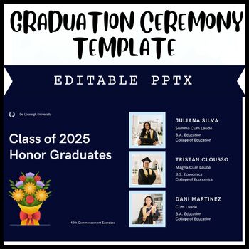 Preview of Editable Honorable Graduation Ceremony Presentation PowerPoint Template 2024