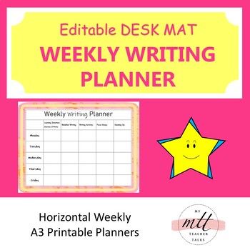 Preview of Editable Horizontal Writing Planner A3 Desk-mat Template