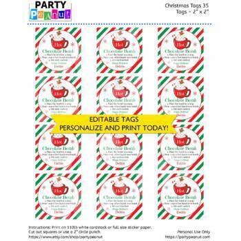 Editable Hot Chocolate Bomb Tag Printable Hot Cocoa Bomb Tag Christmas ...