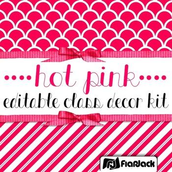 Preview of Editable Hot Pink Color Scheme Class Decor Kit