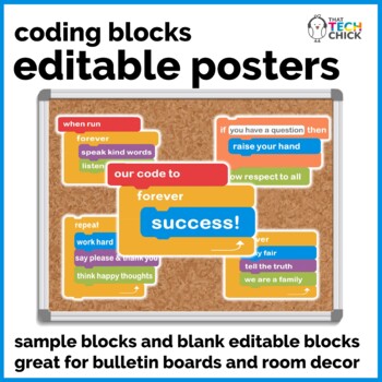 Preview of Editable Hour of Code Themed Classroom & Computer Lab Rules Posters