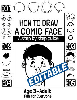 Preview of Editable How to draw a comic face kit. | Design a character with Google Slides