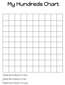 Preview of Editable Hundreds Chart for Students