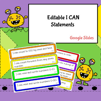 Preview of Editable I CAN Statement Cards