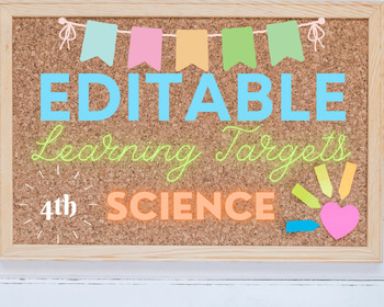 Preview of Editable "I Can" Science Learning Targets (4th Grade) - GSE