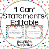 Editable "I Can" Statements - Rainbow