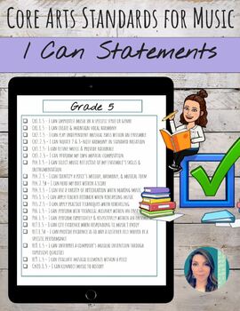 Preview of Editable "I Can" Statements for Core Arts Standards for Music Education PK-8