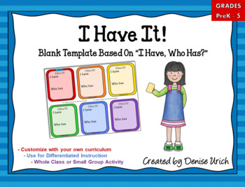 Preview of Editable "I Have Who Has" Blank Game Template All Subjects and Grades