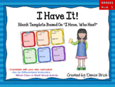 Editable "I Have Who Has" Blank Game Template | All Subjects