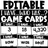Editable I Have Who Has Template Card Games