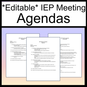 Editable Iep Agenda Template Iep Meeting Agenda Sped Meeting Agenda