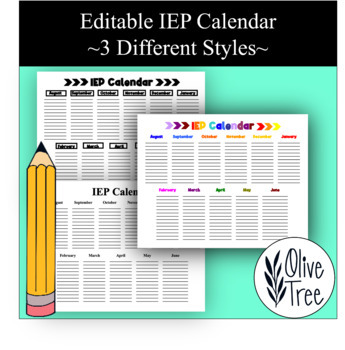 Preview of Editable IEP Calendar
