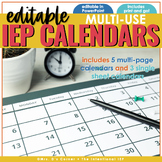 Editable IEP Calendars for Special Education Teachers | IE