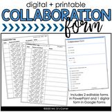 Collaboration Forms and Collaboration Log for IEP Teams [D