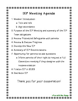 {Editable} IEP Meeting Agenda by Fun with Ms Kang TPT